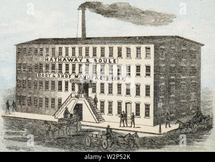 1876 à partir de détails Hathaway Vue de la ville de New Bedford, masse par O H Bailey et BPL Co 10177 Banque D'Images