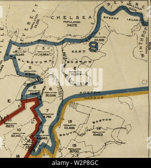 District 1901 9 détail de la carte des districts du Congrès du Massachusetts 12688 BPL Banque D'Images