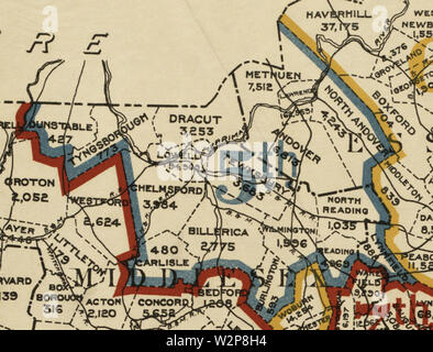 District 1901 5 détail de la carte des districts du Congrès du Massachusetts 12688 BPL Banque D'Images