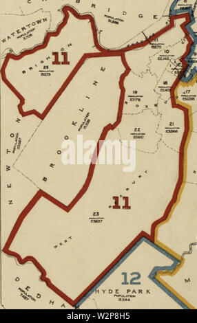 1901 11 District du Massachusetts détail Carte des districts du Congrès 12688 BPL Banque D'Images