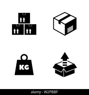 Cargo. Les simples Vector Icons Set pour la vidéo, les applications mobiles, sites Web, projets d'impression et de votre conception. Illustration plat noir sur fond blanc. Illustration de Vecteur