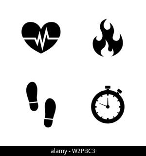 Cardio-. Les simples Vector Icons Set pour la vidéo, les applications mobiles, sites Web, projets d'impression et de votre conception. Illustration plat noir sur fond blanc Illustration de Vecteur