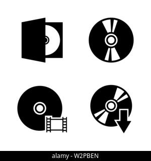 Disque compact. Les simples Vector Icons Set pour la vidéo, les applications mobiles, sites Web, projets d'impression et de votre conception. Illustration plat noir sur blanc Retour Illustration de Vecteur