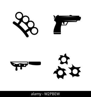 La criminalité. Les simples Vector Icons Set pour la vidéo, les applications mobiles, sites Web, projets d'impression et de votre conception. Illustration plat noir sur fond blanc. Illustration de Vecteur