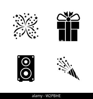 Les événements. Les simples Vector Icons Set pour la vidéo, les applications mobiles, sites Web, projets d'impression et de votre conception. Illustration plat noir sur fond blanc Illustration de Vecteur