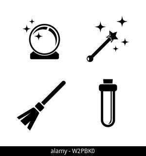 La magie. Les simples Vector Icons Set pour la vidéo, les applications mobiles, sites Web, projets d'impression et de votre conception. Illustration plat noir sur fond blanc. Illustration de Vecteur