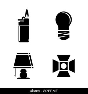 Source de lumière. Les simples Vector Icons Set pour la vidéo, les applications mobiles, sites Web, projets d'impression et de votre conception. Illustration plat noir sur blanc Retour Illustration de Vecteur