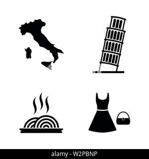 L'Italie. Les simples Vector Icons Set pour la vidéo, les applications mobiles, sites Web, projets d'impression et de votre conception. Illustration plat noir sur fond blanc. Illustration de Vecteur