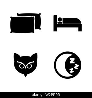 Le Sommeil. Les simples Vector Icons Set pour la vidéo, les applications mobiles, sites Web, projets d'impression et de votre conception. Illustration plat noir sur blanc Backgrou Illustration de Vecteur