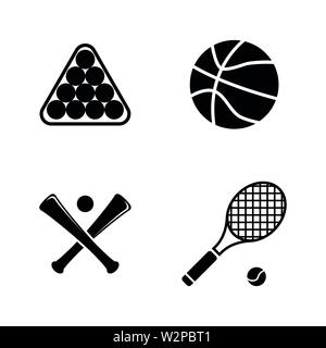 Ballon de sport. Les simples Vector Icons Set pour la vidéo, les applications mobiles, sites Web, projets d'impression et de votre conception. Illustration plat noir sur blanc Backg Illustration de Vecteur