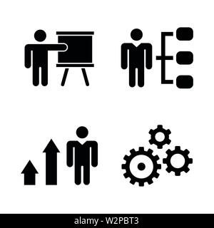 Stratégie d'entreprise. Les simples Vector Icons Set pour la vidéo, les applications mobiles, sites Web, projets d'impression et de votre conception. Illustration plat noir sur blanc Illustration de Vecteur