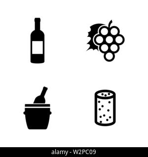 L'élaboration du vin. Les simples Vector Icons Set pour la vidéo, les applications mobiles, sites Web, projets d'impression et de votre conception. Illustration plat noir sur blanc Backg Illustration de Vecteur