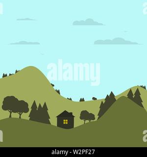 Maison dans la forêt nature icône illustration Illustration de Vecteur