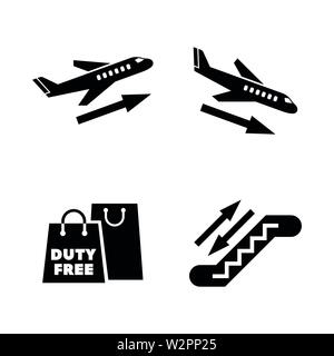 L'aéroport. Les simples Vector Icons Set pour la vidéo, les applications mobiles, sites Web, projets d'impression et de votre conception. L'icône d'Illustration plat noir sur blanc Illustration de Vecteur