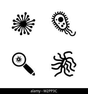 Les bactéries. Les simples Vector Icons Set pour la vidéo, les applications mobiles, sites Web, projets d'impression et de votre conception. Illustration plat noir sur blanc Backgrou Illustration de Vecteur