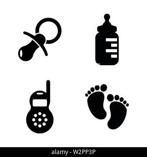 Bébé, enfants. Les simples Vector Icons Set pour la vidéo, les applications mobiles, sites Web, projets d'impression et de votre conception. Bébé, enfants icon noir Télévision Illu Illustration de Vecteur