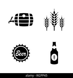 La Bière de malt. Les simples Vector Icons Set pour la vidéo, les applications mobiles, sites Web, projets d'impression et de votre conception. Illustration plat noir sur White Background Illustration de Vecteur