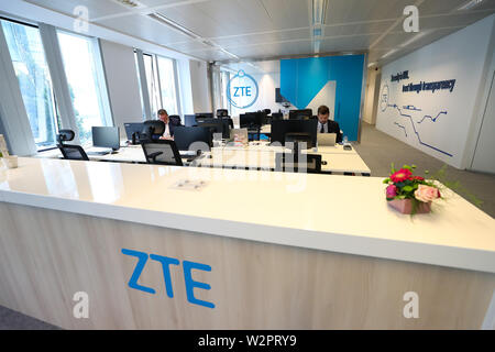 Bruxelles. 09 juillet 2019. Photo prise le 9 juillet 2019 montre une vue de la cybersécurité ZTE Lab Europe à Bruxelles, Belgique. Le géant chinois des télécommunications ZTE a lancé son laboratoire de cybersécurité de l'Europe à Bruxelles, mardi. Credit : Zhang Cheng/Xinhua/Alamy Live News Banque D'Images