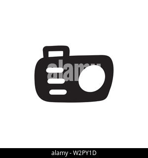 Icône de l'appareil photo dans le style plat vecteur pour les applications, sites Web, l'interface utilisateur. Icône noire illustration vectorielle. Banque D'Images