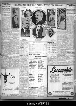 Baltimore American, 16 avril 1912, page 7 Banque D'Images