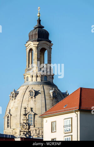 Dôme de l'église Frauenkirche Dresde Saxe Allemagne Europe Banque D'Images