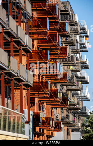 Zaandam, Pays-Bas, zone résidentielle, Vurehoot street, immeubles d'habitation, d'un balcon, Banque D'Images