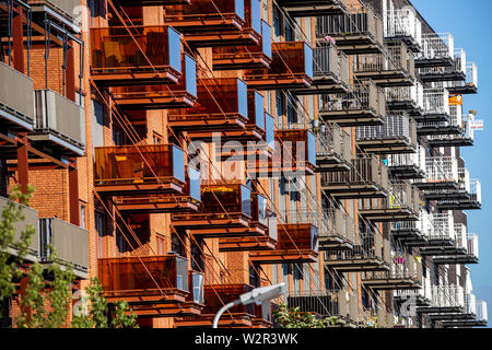 Zaandam, Pays-Bas, zone résidentielle, Vurehoot street, immeubles d'habitation, d'un balcon, Banque D'Images