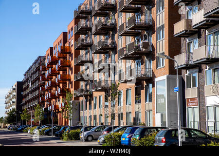 Zaandam, Pays-Bas, zone résidentielle, Vurehoot street, immeubles d'habitation, d'un balcon, Banque D'Images