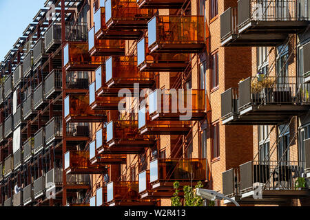 Zaandam, Pays-Bas, zone résidentielle, Vurehoot street, immeubles d'habitation, d'un balcon, Banque D'Images