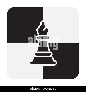 Pièces d'échecs évêque isolé sur fond blanc. Vector Illustration Silhouettes évêque échiquier. Banque D'Images