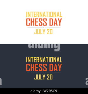 Journée international des échecs Vector Illustration Typographie colorées isolé sur fond clair et foncé. Banque D'Images