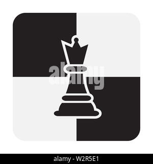 Pièces d'échecs Reine isolé sur fond blanc. Grand échiquier Silhouettes Vector Illustration. Banque D'Images