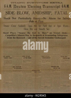 Boston Evening Transcript, 19 avril 1912 Banque D'Images