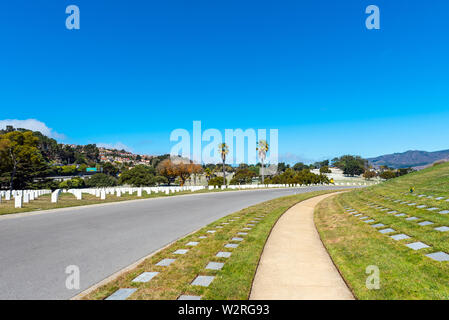 SAN Bruno, Californie, USA - 16 septembre 2018 : Golden Gate National Cemetery. L'espace de copie pour le texte. Banque D'Images