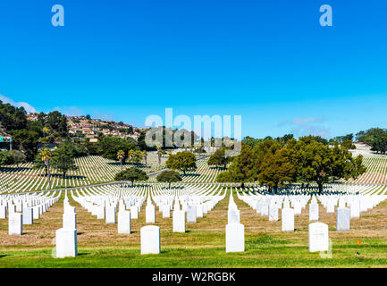 SAN Bruno, Californie, USA - 16 septembre 2018 : Golden Gate National Cemetery. L'espace de copie pour le texte. Banque D'Images