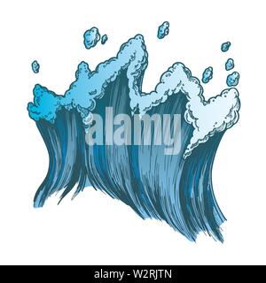 Rushing couleur Marine Mer Tropical Wave avec vecteur Drop Illustration de Vecteur