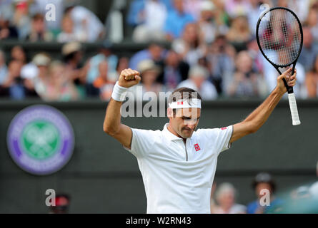 Wimbledon, Royaume-Uni. 10 juillet, 2019. Tennis de Wimbledon. Roger Federer, Suisse, 2019 Allstar Crédit : photo library/Alamy Live News Banque D'Images