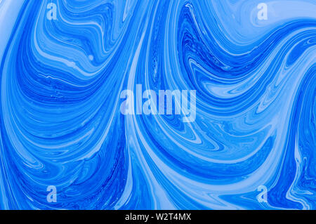 Résumé fond bleu avec en motif. En acrylique liquide la texture. À l'acrylique blanc et bleu. Banque D'Images