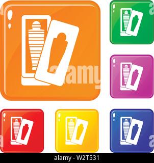 En momie sarcophage icons set vector color Illustration de Vecteur