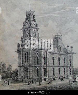 Palais de Warren County, Indiana de 1877 atlas Banque D'Images