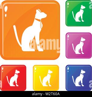 Broche chat icons set vector color Illustration de Vecteur