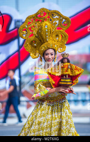 Participant au Festival Dinagyang à Iloilo Philippines Banque D'Images