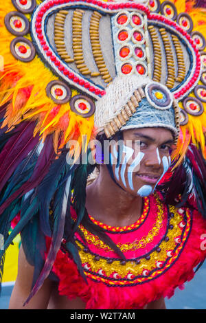 Participant au Festival Dinagyang à Iloilo Philippines Banque D'Images