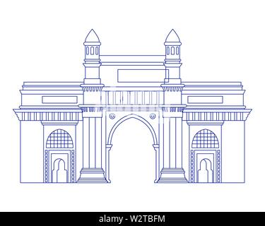 Édification de porte de l'Inde l'icône isolé Illustration de Vecteur