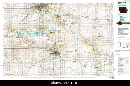 Cartes topographiques USGS IA IOWA Iowa City 174885 1984 100000 Restauration Banque D'Images
