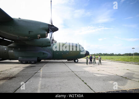 Bucarest, Roumanie - 22 mai 2019 : Lockheed C-130 Hercules de l'avion cargo militaire la Force aérienne roumaine Base de transport aérien 90ème. Banque D'Images