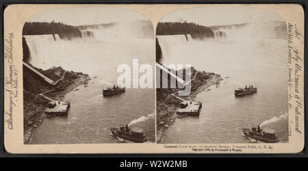 Vue générale du pont suspendu, Niagara Falls, États-Unis d'Amérique, à partir de Robert N Dennis collection de vues stéréoscopiques Banque D'Images