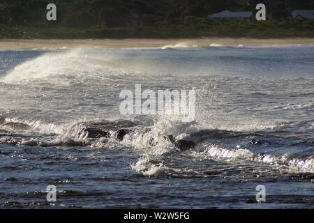 Vagues sur les rochers au point Bellambi Banque D'Images