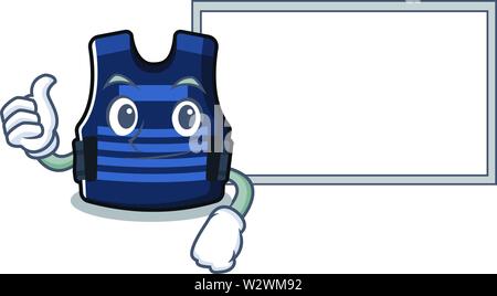 Thumbs up with board bulletprof vest isolés dans la mascot Illustration de Vecteur