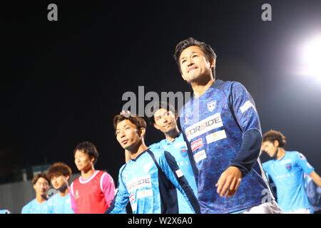 Yokohama FC, Kazuyoshi Miura après la coupe de l'Empereur JFA 99e Championnat de Football Japon 2e match entre l'Université de Sendai Yokohama FC 2-1 au Stade de Football de la NHK Spring Mitsuzawa à Kanagawa, Japon, le 10 juillet 2019. Mm. Kenzaburo Crédit : Matsuoka/AFLO/Alamy Live News Banque D'Images